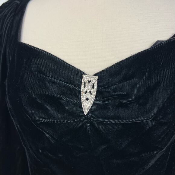 Vintage Gunne Sax Jessica McClintock Dark Romantic Whimsigoth Black Velvet Dress - Picture 7 of 16